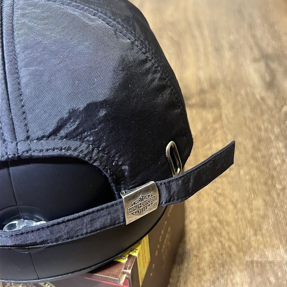 Harley Davidson Hat‎ Black Padded Lined Helmet Strapback Adjustable Biker Moto - Picture 4 of 7